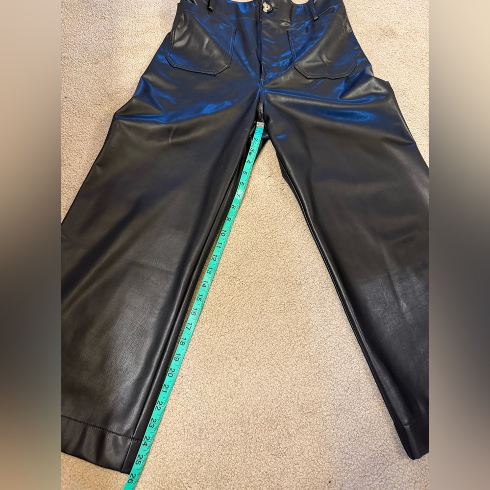 Anthropologie Maeve Colette Faux Leather Cropped pants size 30 - Picture 8 of 9